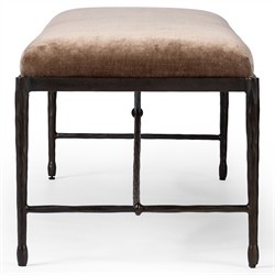Jane Updated Traditional Altair Mushroom Velvet Bronze Iron Bench|