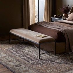Jane Updated Traditional Altair Mushroom Velvet Bronze Iron Bench|