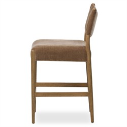 Odelia Modern Classic Brown Velvet Oak Wood Counter Stool|