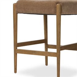 Odelia Modern Classic Brown Velvet Oak Wood Counter Stool|