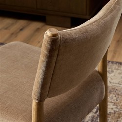 Odelia Modern Classic Brown Velvet Oak Wood Counter Stool|