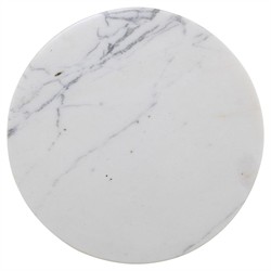 Leyla French Country Veined White Marble Black Iron Drink Table|