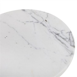 Leyla French Country Veined White Marble Black Iron Drink Table|