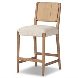 Russ Coastal Beach Beige Performance Natural Oak Counter Stool|
