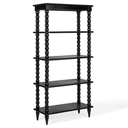 Thomas Updated Traditional Black Wood Spindle Bookcase|