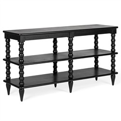 Thomas Updated Traditional Black Wood Spindle Wide Bookcase|