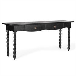 Thomas Updated Traditional Black Wood Spindle Console Table|