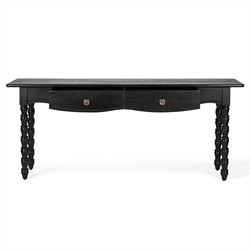 Thomas Updated Traditional Black Wood Spindle Console Table|