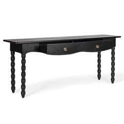 Thomas Updated Traditional Black Wood Spindle Console Table|