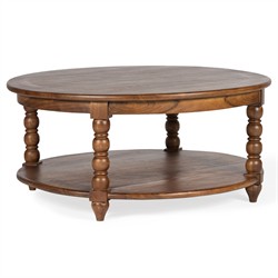 Thomas Updated Traditional Brown Wood Spindle Coffee Table|