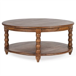 Thomas Updated Traditional Brown Wood Spindle Coffee Table|