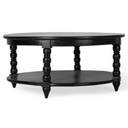 Thomas Updated Traditional Black Wood Spindle Coffee Table|
