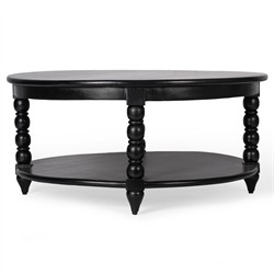 Thomas Updated Traditional Black Wood Spindle Coffee Table|