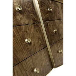 Whitaker Modern Classic Brown Walnut Champagne Steel Dresser|