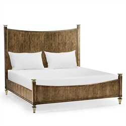 Whitaker Modern Classic Brown Walnut Champagne Steel Bed - King|
