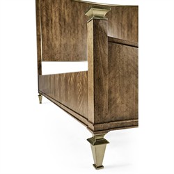 Whitaker Modern Classic Brown Walnut Champagne Steel Bed - King|