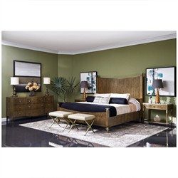 Whitaker Modern Classic Brown Walnut Champagne Steel Bed - King|