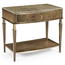 Whitaker Modern Classic Marble Brown Walnut Wide Nightstand|