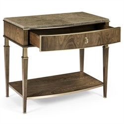 Whitaker Modern Classic Marble Brown Walnut Wide Nightstand|