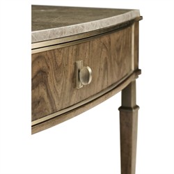 Whitaker Modern Classic Marble Brown Walnut Wide Nightstand|