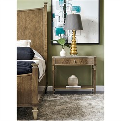 Whitaker Modern Classic Marble Brown Walnut Wide Nightstand|