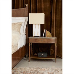 Whitaker Modern Classic Marble Brown Walnut Wide Nightstand|