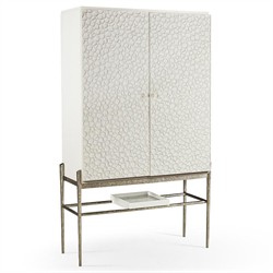 Maris Coastal Beach White Coral Patterned Oak Wood Bar Cabinet|