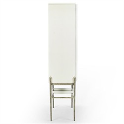 Maris Coastal Beach White Coral Patterned Oak Wood Bar Cabinet|