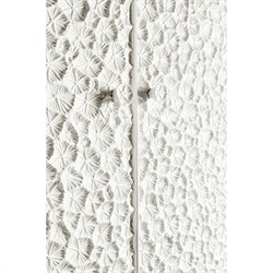 Maris Coastal Beach White Coral Patterned Oak Wood Bar Cabinet|