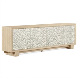 Maris Coastal Beach White Coral Patterned Oak Wood Media Cabinet - 102"|