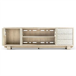 Maris Coastal Beach White Coral Patterned Oak Wood Media Cabinet - 102"|