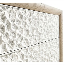 Maris Coastal Beach White Coral Patterned Oak Wood Media Cabinet - 102"|