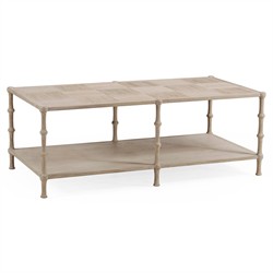 Mateo Modern Classic Beige Acacia Wood Bamboo Rectangular Coffee Table|