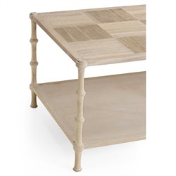 Mateo Modern Classic Beige Acacia Wood Bamboo Rectangular Coffee Table|
