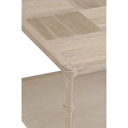 Mateo Modern Classic Beige Acacia Wood Bamboo Rectangular Coffee Table|