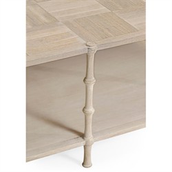 Mateo Modern Classic Beige Acacia Wood Bamboo Rectangular Coffee Table|