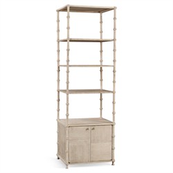 Mateo Modern Classic Beige Acacia Wood Bamboo Etagere|