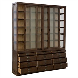 Malen Rustic Lodge Dark Brown Reclaimed Wood China Cabinet|