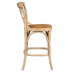 Maze Rustic Lodge Natural Woven Rattan Brown Oak Counter Stool|