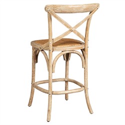 Maze Rustic Lodge Natural Woven Rattan Brown Oak Counter Stool|