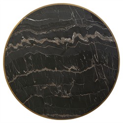 Emari French Country Black Marble Antique Brass Round Coffee Table|