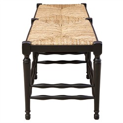 Arnold Coastal Beach Natural Woven Black Mahogany Wood Dining Bench|