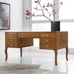 Bruce Updated Traditional Brown Burl Wood Desk|