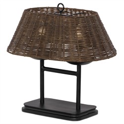 Hadwick Traditional Brown Rattan Shade Black Iron Table Lamp|