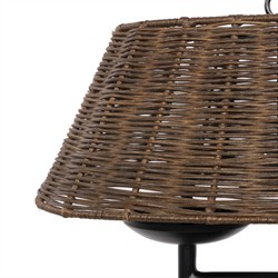Hadwick Traditional Brown Rattan Shade Black Iron Table Lamp|