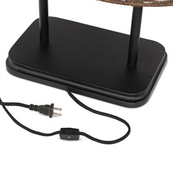 Hadwick Traditional Brown Rattan Shade Black Iron Table Lamp|