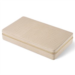 AERIN Enzo Modern Classic Fawn Leather Case Travel Chess Set|