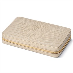 AERIN Enzo Modern Classic Fawn Leather Case Travel Domino Set|