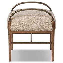 Demi Beige Shearling Accent Stool|
