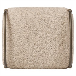 Demi Beige Shearling Accent Stool|
